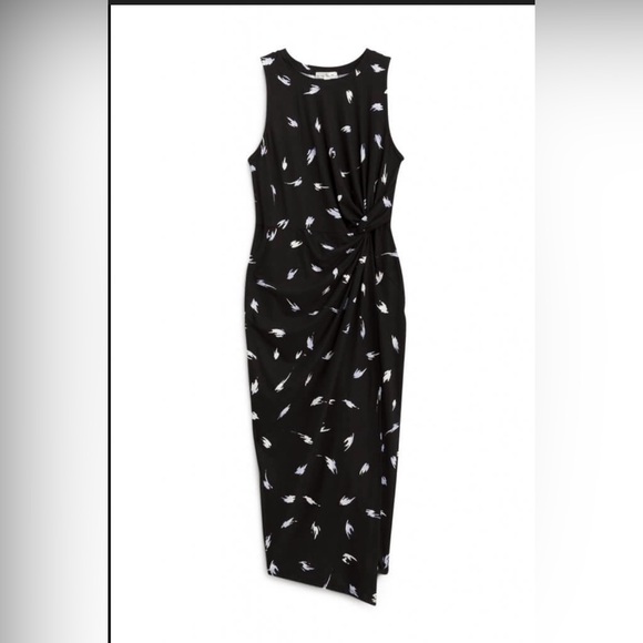 nine britton Dresses & Skirts - Nine Britton Stitch Fix fitted black printed maxi dress with tie-front detail